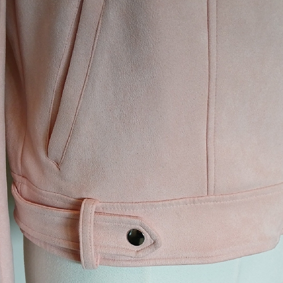 Pink Microsuede Moto Jacket - Picture 4 of 14
